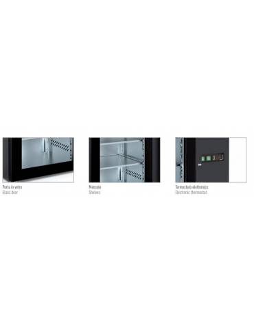 Frigo retro banco bar ventilato 2 porte a vetro  - temperatura +2/+8°C - Colore nero - Classe C - cm 146,2x51,3x86h
