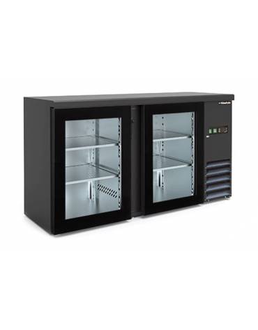 Frigo retro banco bar ventilato 2 porte a vetro  - temperatura +2/+8°C - Colore nero - Classe C - cm 146,2x51,3x86h