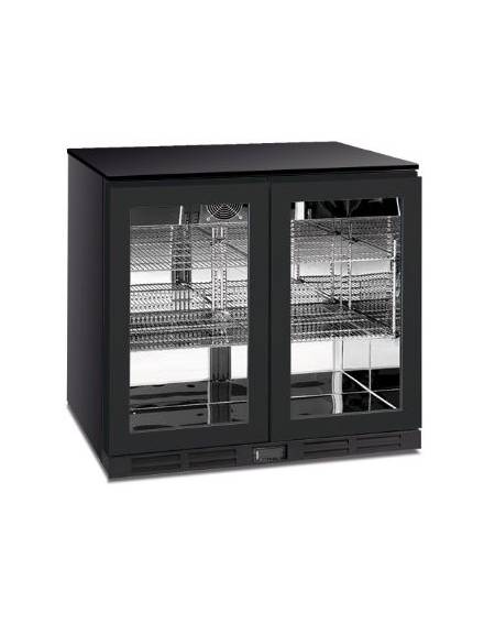 Frigo sottobanco SUBZERO 2 porte a vetro senza cornice con maniglia integrata - Colore nero - Statico con agitatore -2°C/+8°C