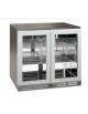 Frigo sotto banco 2 porte a vetro senza cornice con maniglia integrata-Esterno in acciaio inox-Statico con agitatore -2°+8°C