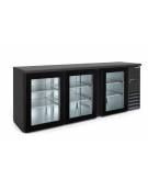 Frigo retro banco bar 3 porte a vetro - Refrigerazione ventilata +0/+8°C - Colore nero - Classe C - cm 200,2x51,3x86h