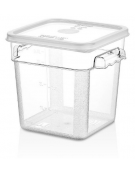BARATTOLO CONTENITORE QUADRATO IN POLICARBONATO TRASPARENTE PER ALIMENTI - Capacità Lt 3,8 - cm 18,1x18,1x18,5h