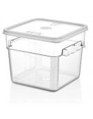 BARATTOLO CONTENITORE QUADRATO IN POLICARBONATO TRASPARENTE PER ALIMENTI - Capacità Lt 5,7 - cm 22,2x22,2x18,6h