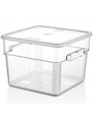 BARATTOLO CONTENITORE QUADRATO IN POLICARBONATO TRASPARENTE PER ALIMENTI - Capacità Lt 11,4 - cm 28,5x28,5x21h