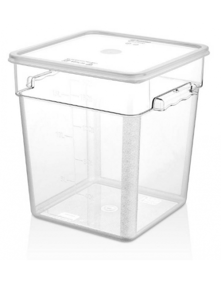 BARATTOLO CONTENITORE QUADRATO IN POLICARBONATO TRASPARENTE PER ALIMENTI - Capacità Lt 17,2 - cm 28,5x28,5x32h