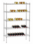 SCAFFALE PER VINO IN ACCIAIO CROMATO A 5 RIPIANI - 9 BOTTIGLIE PER RIPIANO - cm 90x35x139h