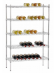 SCAFFALE PER VINO IN ACCIAIO CROMATO A 5 RIPIANI - 9 BOTTIGLIE PER RIPIANO - cm 90x35x139h