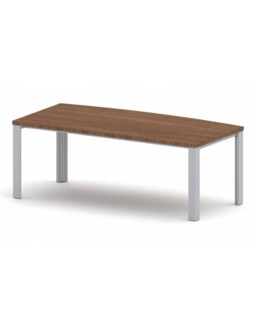 Scrivania direzionale sagomata con gambe in metallo verniciato - Colori a scelta - cm  205x100x75h