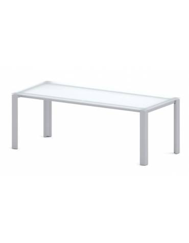 Scrivania direzionale vetro sagomata con gambe in metallo - cm 205x100x73h