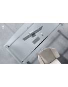 Scrivania direzionale vetro sagomata con gambe in metallo - cm 205x100x73h