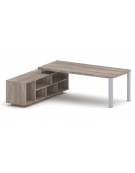 Scrivania direzionale dritta con gambe in metallo e servente - Colori a scelta - cm 209x200x75h