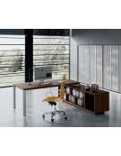Scrivania direzionale dritta con gambe in metallo e servente - Colori a scelta - cm 209x200x75h
