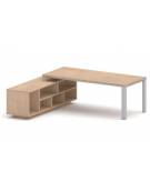 Scrivania direzionale dritta con gambe in metallo e servente - Colori a scelta - cm 229x200x75h
