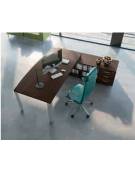 Scrivania direzionale dritta con gambe in metallo e servente con cassettiera - Colori a scelta - cm 209x200x75h