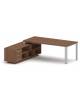 Scrivania direzionale dritta con gambe in metallo e servente con cassettiera - Colori a scelta - cm 229x200x75h