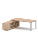Scrivania direzionale dritta con gambe in metallo e servente con cassettiera - Colori a scelta - cm 229x200x75h