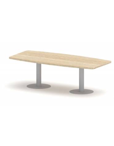 Tavolo riunione direzionale sagomato, basamento a calice - Colori a scelta - cm 240x110x75h