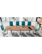 Tavolo riunione direzionale sagomato, basamento a calice - Colori a scelta - cm 240x110x75h