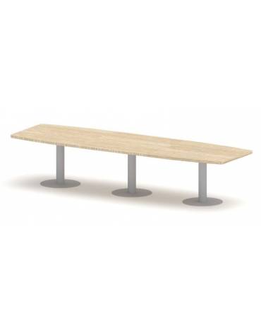 Tavolo riunione direzionale sagomato, basamento a calice - Colori a scelta - cm 360x110x75h