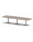 Tavolo riunione direzionale sagomato, basamento a calice - Colori a scelta - cm 360x110x75h