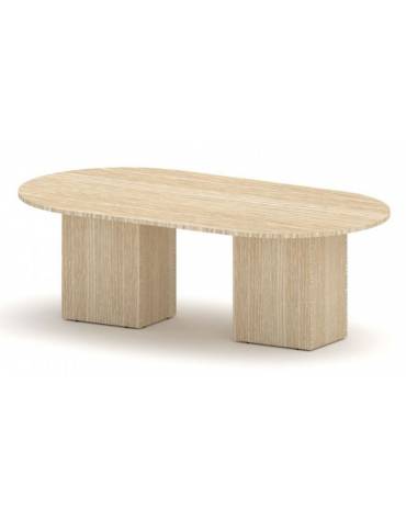 Tavolo riunione direzionale ovale sagomato, basamenti con anta - Colori a scelta - cm 220x100x75h