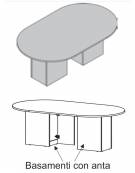 Tavolo riunione direzionale ovale sagomato, basamenti con anta - Colori a scelta - cm 220x100x75h