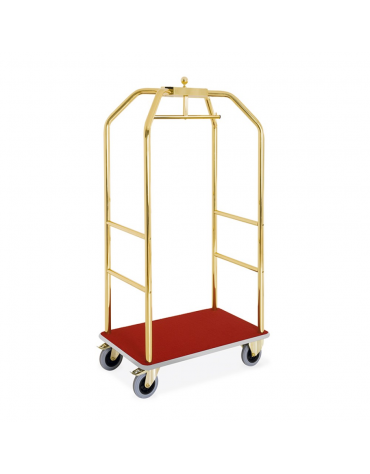 Carrello porta abiti e porta bagagli - colore moquette rossa - ottonato cm 99x59x189h