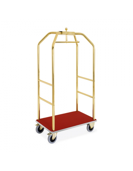 Carrello porta abiti e porta bagagli - colore moquette rossa - ottonato cm 99x59x189h