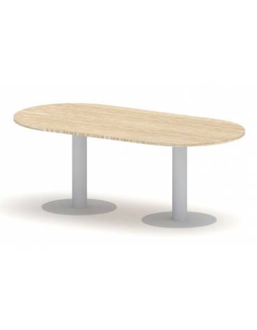 Tavolo riunione direzionale ovale sagomato, basamento a calice - Colori a scelta - cm 200x90x75h
