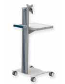 Carrello ospedaliero multifunzione - 1 maniglia, 1 ripiano e supporto per monitor - cm 47x42x79h