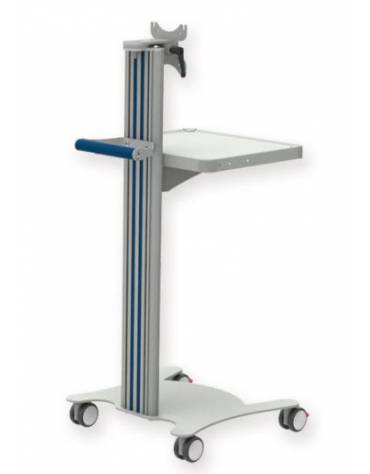Carrello ospedaliero multifunzione - 1 maniglia, 1 ripiano e supporto per monitor - cm 47x42x79h