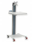 Carrello ospedaliero multifunzione - 1 maniglia, 1 ripiano e supporto per monitor - cm 47x42x79h