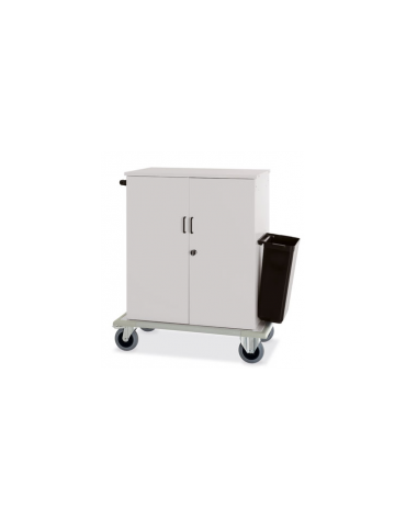 Carrello per rifornimento minibar frigobar in lamiera di acciaio - chiusura con ante a battenti con chiave - cm 100x62x119h