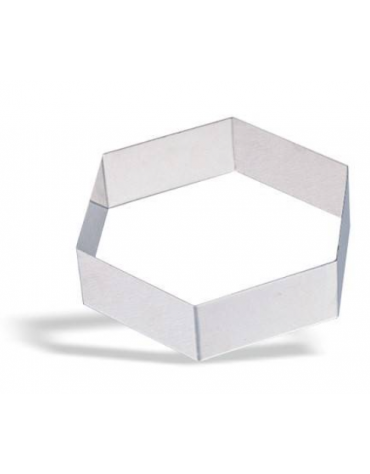 FORMA ESAGONO IN ACCIAIO INOX PER TORTE - Diametro mm 200 - Altezza mm 45