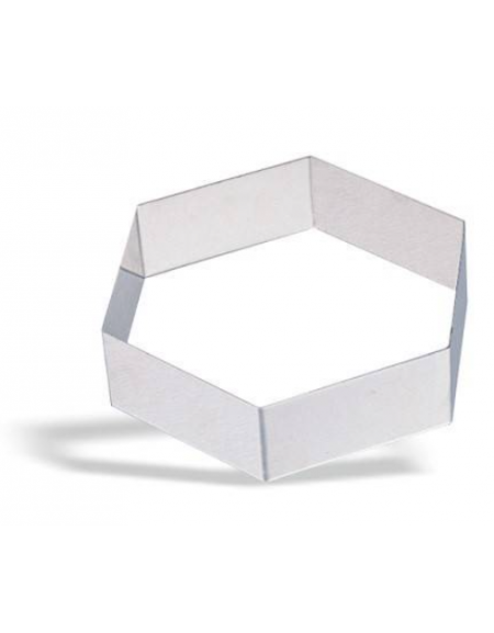 FORMA ESAGONO IN ACCIAIO INOX PER TORTE - Diametro mm 200 - Altezza mm 45