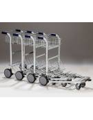 Carrello portabagagli compenetrabile in acciaio inox - freno normalmente attivo cestello in filo elettrosaldato - cm 56x94x106h