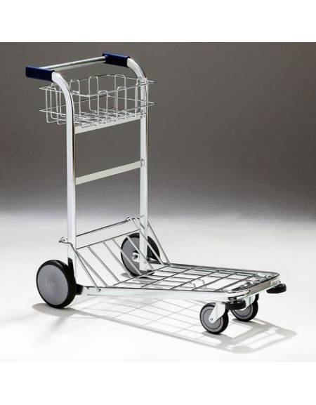 Carrello portabagagli compenetrabile in acciaio inox - freno normalmente attivo cestello in filo elettrosaldato - cm 56x94x106h