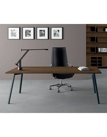 Scrivania direzionale piano melaminico spessore mm 25 e struttura metallica - Colori a scelta - cm 220x100x73,5h