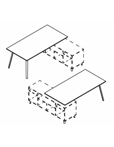 Scrivania direzionale per servente, piano melaminico spessore mm 18 e struttura metallica - Colori a scelta - cm 200x100x72,5h