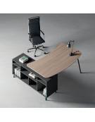 Scrivania direzionale sagomata, piano melaminico spessore mm 18 e struttura metallica - Colori a scelta - cm 220x110x72,5h