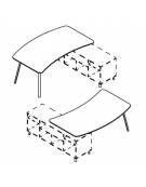 Scrivania direzionale sagomata per servente, piano melaminico spessore mm 18 e struttura metallica - cm 200x110x72,5h
