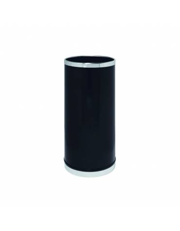 Portaombrelli tondo realizzato in metallo laccato nero, rifinito inox -  cm Ø25x50h  - Peso 6 kg