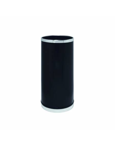 Portaombrelli tondo realizzato in metallo laccato nero, rifinito inox -  cm Ø25x50h  - Peso 6 kg
