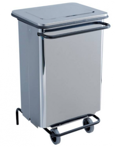 PATTUMIERA IN ACCIAIO INOX AISI 430 - CAPACITA' LT 70 - CONTENITORE MOBILE A PEDALE - mm 480x420x755h