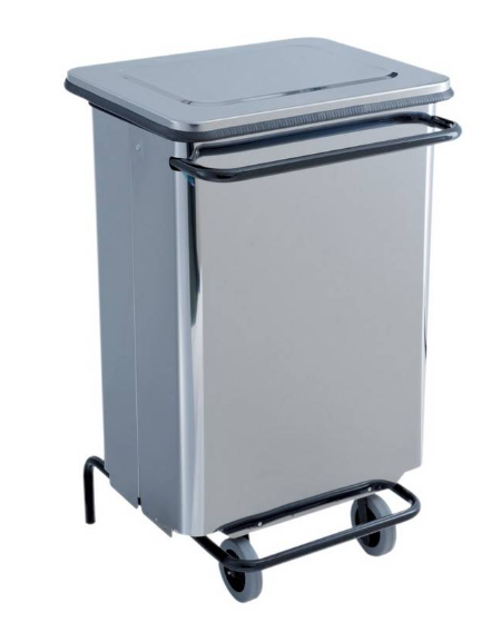 PATTUMIERA IN ACCIAIO INOX AISI 430 - CAPACITA' LT 70 - CONTENITORE MOBILE A PEDALE - mm 480x420x755h