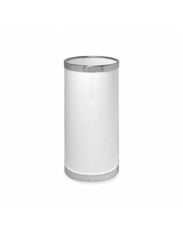 Portaombrelli tondo realizzato in metallo laccato bianco, rifinito inox -  cm Ø25x50h - Peso 6 kg