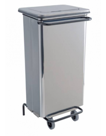 PATTUMIERA IN ACCIAIO INOX AISI 430 - CAPACITA' LT 110 - CONTENITORE MOBILE A PEDALE - mm 480x420x965h