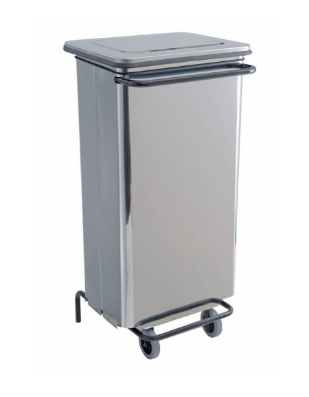 PATTUMIERA IN ACCIAIO INOX AISI 430 - CAPACITA' LT 110 - CONTENITORE MOBILE A PEDALE - mm 480x420x965h