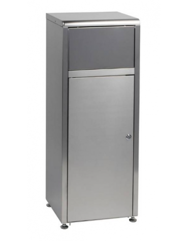 CONTENITORE RIFIUTI IN ACCIAIO INOX AISI 430 CON SPORTELLO BASCULANTE - mm 400x320x1075h