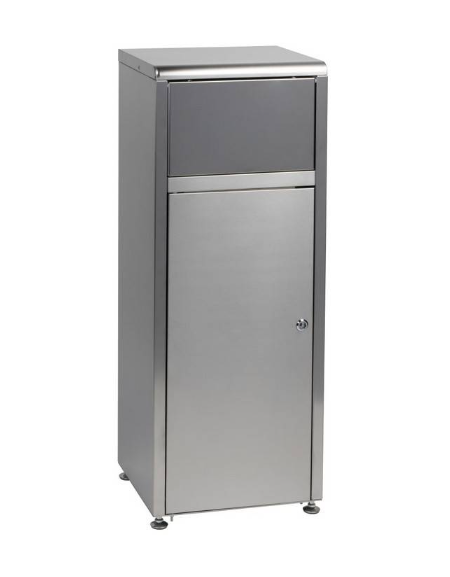 CONTENITORE RIFIUTI IN ACCIAIO INOX AISI 430 CON SPORTELLO BASCULANTE - mm 400x320x1075h